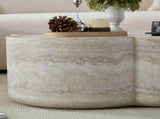31.5" Clover Round Faux Marble Coffee Table No Assembly Required, Anti-Slip Raised Edge, Open W2664P462015