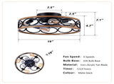 19INCH 7 Blades Caged Ceiling Fan with Remote Control ,Flush Mount Ceiling Fan with Light Kit W3596P457959