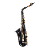 ZUN Be Brass Carving Pattern Pearl White Shell Button Saxophone with Strap Black 68095818