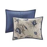 Brushed Microfiber Quilt Set with Throw Pillows Blue Full/Queen B03597484