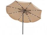 10 Ft Solar Powered Patio Umbrella with 24 LED Lights, Beige Outdoor Market Umbrella 10594383