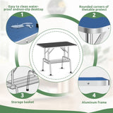 46 Inch Foldable Dog Grooming Table for Home with Adjustable Arm, Noose, Non-Slip Surface, and T3210P293739