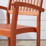 Caladesi Reddish Brown Wood Coastal Stackable Patio Armchair B093121215
