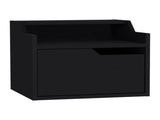 Winchester Floating Nightstand, Modern Dual-Tier Design with Spacious Single Drawer Storage, Black B097P199742