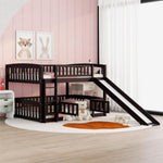 ZUN Bunk Bed with Slide,Full Over Full Low Bunk Bed with Fence and Ladder for Toddler Kids Teens 83907854