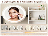 Small Vanity Desk with Mirror and Lights, Makeup Vanity Table with LED Mirror, 3 Lighting Modes, W3587P462333