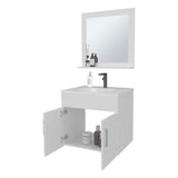 Slater Floating Bathroom Vanity Set with Sink, Two-Door Cabinet, and Mirror,White B128P314805