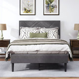 Queen Bed Frame, linen storage headboard, strong and stable, no noise,Under Bed Storage, no box W2896P208849