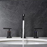 Matt Black Widespread Bathroom Sink Faucet with With CUPC Water Supply Hose and Cartridge DSDC729MB
