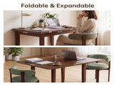 51.2" Solid Wood Folding Dining Table, Rotating Drop Leaf Design with Walnut Finish, Space-Saving W6013P585113