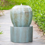 19.5x19.5x32.5" Heavy Outdoor Cement Fountain Antique Blue, Cute Unique Urn Design Water feature For W2078125234