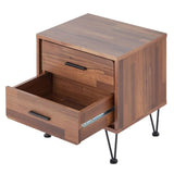 Walnut 2-Drawer Accent Table with Hairpin Legs B062P181398