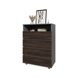 Tokio 4 Drawer Dresser with Open Shelf, Stained Walnut B128P343765