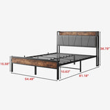 Full Size Bed Frame, Storage Headboard with Charging Station, Solid and Stable, Noise Free, No Box W840120028