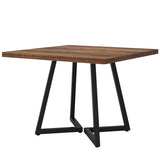 31.5" Square Dining Table for 2-4, Rustic Brown Industrial Kitchen Table with Black Metal Frame, B082P364493