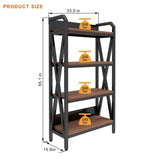 55'' Bakers Rack 4-Level Storage Shelves Metal and Wooden Kitchen Shelves, Kitchen Organizers and W3387P312343