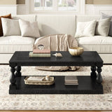 U_STYLE Vintage Coffee Table Featuring Artistic Vase Column Legs and Luxurious Pine Veneer for N711P256967B