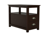 End Table Narrow Nightstand With Two Drawers And Open Shelf-Brown 37806637