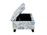 Luxury Storage Ottoman with Floral Patterned Fabric, Soft-Close Hinges, Multi-Functional Footrest & N767P257582M