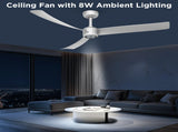 52 Inch Ceiling Fans with Lights Led Remote Control Low Profile Flush Mount for Living Room Bedroom 34699614