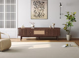 Modern Design TV Stand for 75" TVs, Media Console TV Cabinet with Rattan-Front Drawer for Living 45140769
