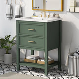 24'' Vanity with Top Sink, Modern Storage Cabinet with 2 Drawers, Single Sink N710P191968F