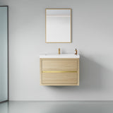 30" Wall-Mounted Bathroom Vanity with Sink, Floating Bathroom Storage Cabinet with Stone Resin W1573P211183