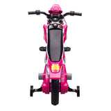 ZUN 12V Kids Ride on Toy Motorcycle, Electric Motor Toy Bike with Training Wheels for Kids 3-6, Rose Red W2181P164393