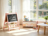 Pink Cute Fox Kids Easel with Paper Roll Toy Box with Lid, Double-Sided Blackboard Whiteboard for 88320195