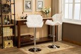 Glasgow Contemporary Tufted Adjustable Height Hidraulic Bar Stools, Set of 2, White T2574P164868