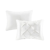 7 Piece Tufted Comforter Set White Queen B03597206