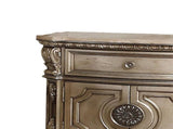 1 Drawer and 2 Wooden Doors Nightstand with Marble Top, Antique Silver B016P253506