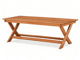 Solid Wood Backless Patio Bench, 2Person Rustic Slatted Seat Bench with XFrame Legs, Breathable 68769856
