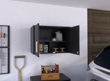 Wall Storage Cabinet 20" H, Two Doors, Three Internal Shelves, Black B097132955