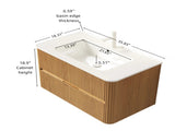NOOR 36" Bathroom Vanity with Sink, Wall-Mounted Floating Plywood Bathroom Storage Cabinet with 2 W2615P412225