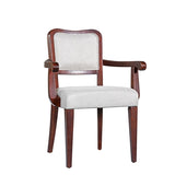 Walnut Finish Upholstered Dining Chairs Set of 2 Traditional Armchairs with Curved Lines, Solid N842P319126D
