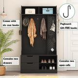 Hall Tree with 6 Hooks,Coat Hanger, Entryway Bench, Storage Bench,for Entrance, Hallwa,black W1321P190220