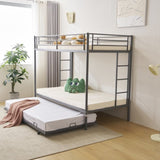 Twin Over Twin Bunk Bed with Trundle, Triple Bunk Beds for Kids Teens Adults, Metal Bunk Bed with 95087279