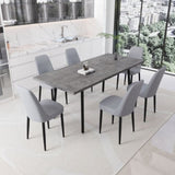 55.12-70.87" expandable rectangular dining table that can accommodate 4-6 people, equipped with 6 PU 94332350