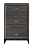 ZUN Contemporary Design Gray Finish 1pc Chest of Dovetail Drawers Polished Chrome Bar Pulls Bedroom B01146482