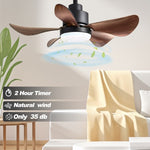 ZUN 28 lnch Ceiling Fan with Lights Remote Control,Small Ceiling Fan Flush Mount, 5 Reversible Blades, W2352P204385