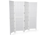 5.41ft White Painted 4-Panel Folding Screen Pine Wood & Non-Woven Fabric 29651562
