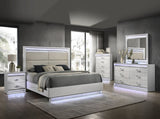 Glam Modern 5-Drawer Chest with Crystal Accents, LED Lighting and White Lacquer Finish B009P243215