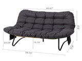 1339487cm 2-Seater Curved Wicker Loveseat with Magazine Pockets & Grey Cushion 76917434
