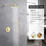 Shower System Shower Faucet Combo Set Wall Mounted with 10" Rainfall Shower Head and handheld shower T3177P363596