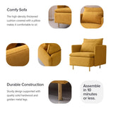 ZUN Modern fabric accent armchair,upholstered single sofa chair,YELLOW ,Cotton Linen 30.7" 02656485