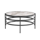 ZUN 32.48'' Round Coffee Table With Sintered Stone Top&Sturdy Metal Frame, Modern Coffee Table for W1071P144307