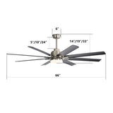 66 Inch Large Ceiling Fan With Dimmable Led Light 8 ABS Blades Smart Remote Control Reversible DC W882P146893