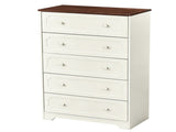 5-Drawer Cabinet with Solid Wood Veneer and Paint P2 MDF P2 Particleboard Storage Cabinet 43508099