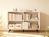 4 Cube Open Storage Bookshelf with 5 Heavy-Duty Metal Elevated Legs, Anti-Tip Wall Anchors Enclosed 46904035